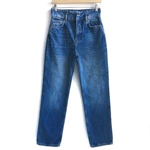 Reformation Cynthia Belted High Rise Straight Jeans In Kama Wash Size 26